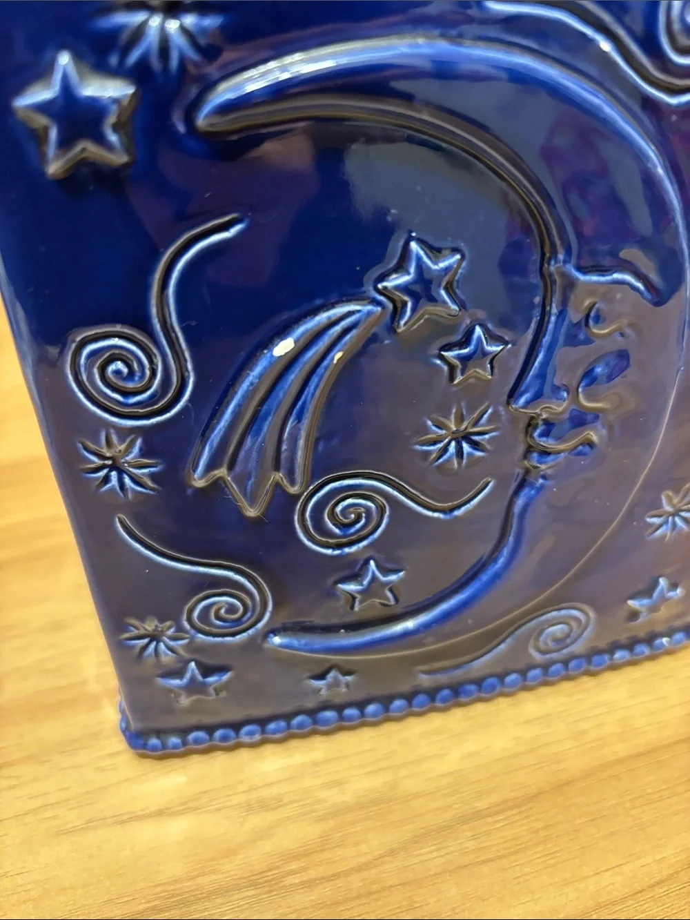 Decorative Blue Ceramic Sun & Moon Tissue Box Cover - celestial astrology 90’s - Picture 6 of 9